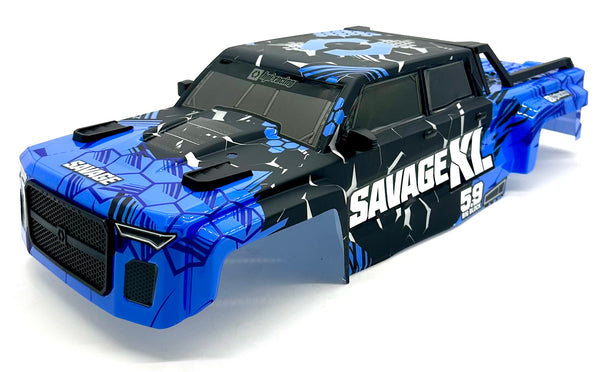 Savage XL 5.9 GTXL-6 - BODY Shell Blue / Black (Kingcab Cover