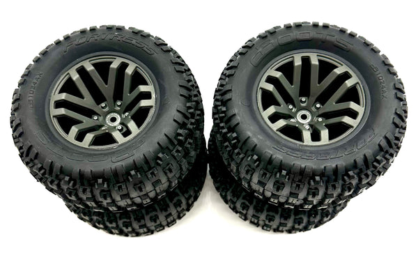 ARRMA DBoots 'Fortress' Reifenset – 4 Reifen Geklebt, Schwarz, Für Offroad-Modelle, Belüftet