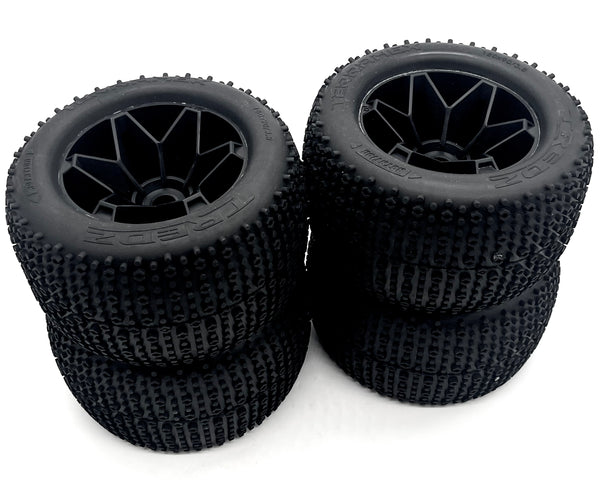 Savage X 4.6 GT-6 TIRES & WHEELS (4) Stealth Black Tredz 17mm hex