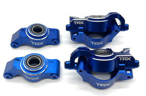 XRT Ultimate Front Rear Hub Carriers Caster Steering Blocks & Bearings Blue Traxxas 78097-4