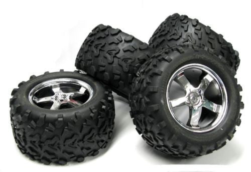 Traxxas Revo, T Maxx Hurricane Wheels 3.8\" Chrome # 5373