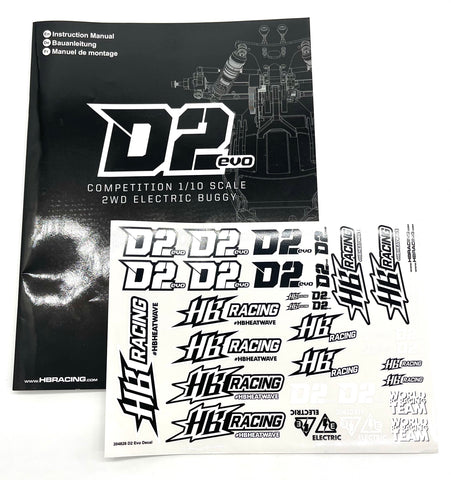 HB Racing D2 - Instruction Manual & Decal Sheet, Evo 204240