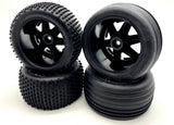 RUSTLER VXL Pro TIRES (F/R Tyres WHEELS (4) Assembled 3772A, 3771R  37076-74