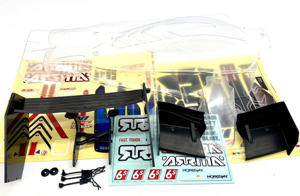 Arrma LIMITLESS v2 6s - Body Shell, wing set mount spoiler decals