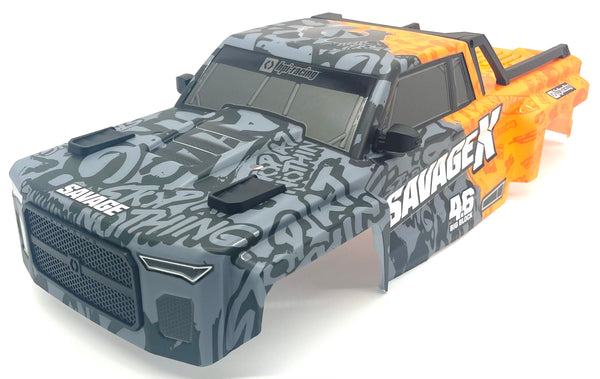 Savage X 4.6 GT-6 BODY Shell Grey/Orange (Cover 160104 Painted