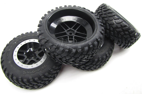 Nitro Slash TIRES, Black wheels & Silver beadlock ( 4 frt/rear) 44056-3