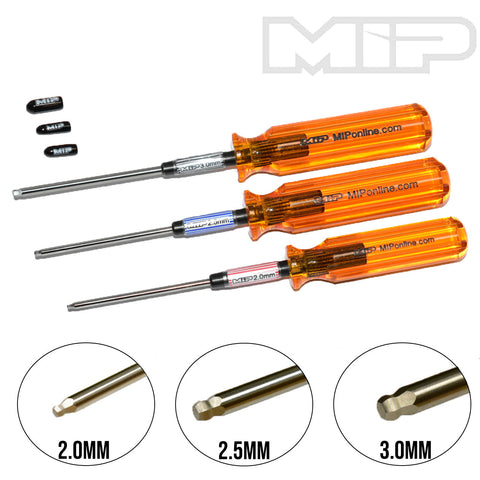 MIP Hex Driver Ball Wrench Set, Metric (3), 2.0mm, 2.5mm, & 3.0mm Gen-1 #9506