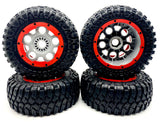 Losi DBXL-E - Wheels & Tires (Front/Rear Beadlock, 24mm Hex, Silver/Red LOS05020V2