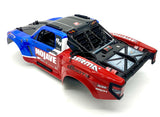 Arrma Mojave 4s 4x4 - Body Shell BLUE/RED w/interior, cage and clips ARA4404