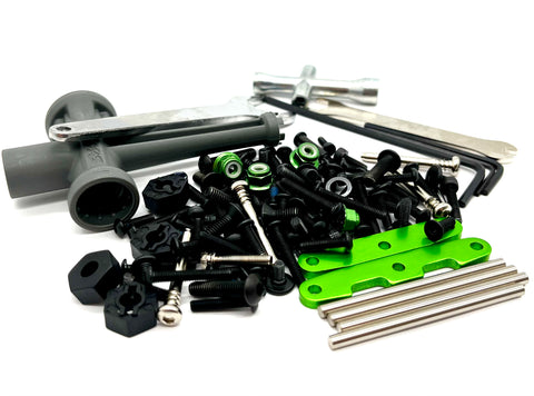 RUSTLER ULTIMATE - SCREWS & TOOLS Set green wheel nuts suspension pins Traxxas VXL 67097-4