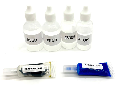 Tekno NT48 2.2 LUBRICANT SET, Shock oils (4 weights, grease and threadlock TKR9401