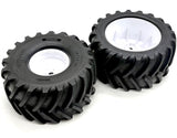 X-MONSTER Wheels & Tires (2) (White wheels Terra Groove Assembled Belted Traxxas 77036-4