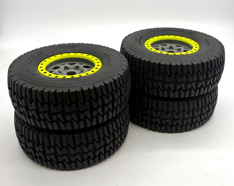 Losi 5IVE-TG 3.0 - Wheels & Tires (4) Yellow gray proline mirage assembled LOS05025