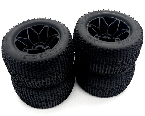 Savage XL 5.9 GTXL-6 - TIRES & WHEELS (4) Stealth Black  tyres 17mm hex xl flux HPI 160586