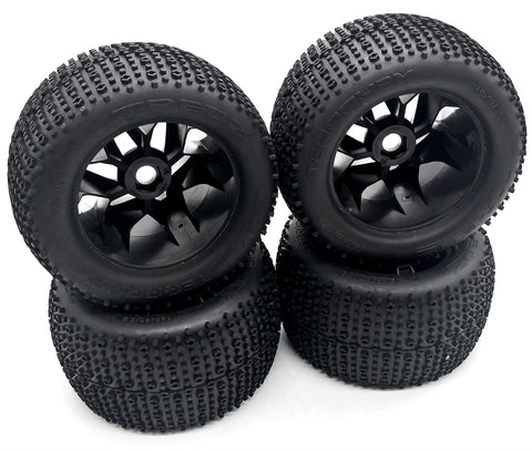 Savage X 4.6 GT-6 TIRES & WHEELS (4) Stealth Black Tredz 17mm hex