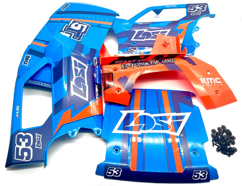 Losi 5IVE-TE 3.0 - Body Panels (door hood roof fenders orange blue LOS05022