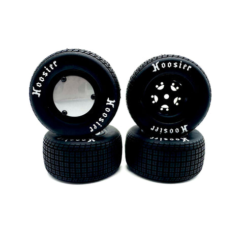 Losi 22s DIRT OVAL - Wheels & Tires Hoosier, Soft, Mounted, Black, FR/RR LOS-2167