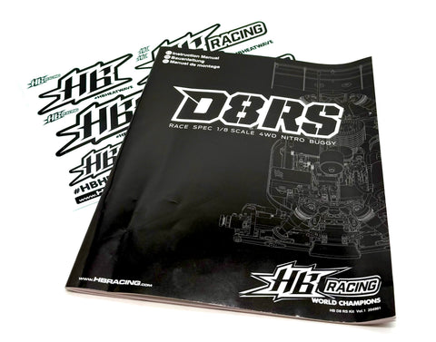 HB Racing D8 RS - Instruction Building Manual & Sticker Decal Sheet Nitro 204900