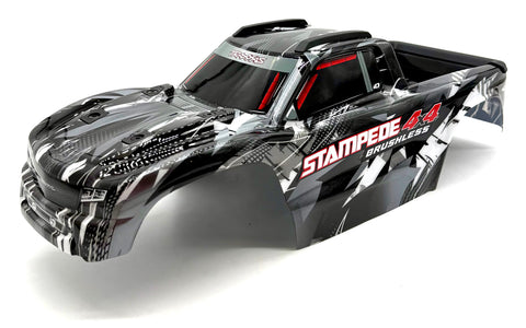 Stampede 4x4 VX3 - BODY Shell (Black white cover clipless traxxas 67454-4)