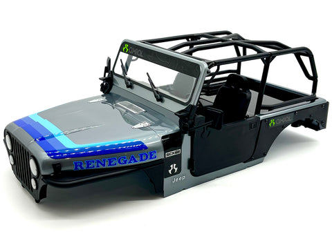 Axial SCX-10 III CJ-7 BODY, w/Interior, rollcage, lights (SILVER/Blue) AXI03008