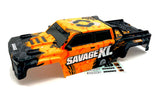 Savage XL FLUX V2 BODY (GTXL-6 Kingcab Truck Painted Cover Blk/Orange HPI 160103