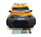 Savage XL FLUX V2 BODY (GTXL-6 Kingcab Truck Painted Cover Blk/Orange HPI 160103
