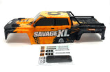 Savage XL FLUX V2 BODY (GTXL-6 Kingcab Truck Painted Cover Blk/Orange HPI 160103