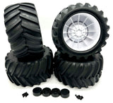 X-MONSTER Wheels & Tires (White wheels Terra Groove Tires Assembled Belted (set 4) Traxxas 77036-4