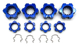 X-MAXX Ultimate Wheel Hubs, BLUE 17mm Splined serrated nuts Traxxas 77097-4