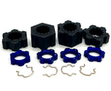 SAND CAR 17mm BLUE wheel hex nuts, 23mm splined hubs, clips front/rear Traxxas 109076-4