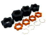 SAND CAR 17mm ORANGE wheel hex nuts, 23mm splined hubs, clips front/rear Traxxas 109076-4