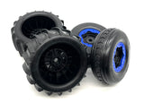 SAND CAR Wheels & Tires (Blue) Factory Glued Assembled Front/Rear Traxxas 109076-4
