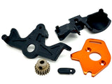 Raptor R Ultimate MOTOR MOUNT cover, orange plate & pinion gear 20t 101177-4