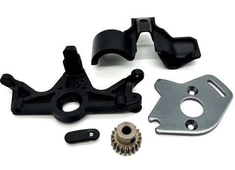 Raptor R Ultimate MOTOR MOUNT cover, gray plate & pinion gear 20t 101177-4