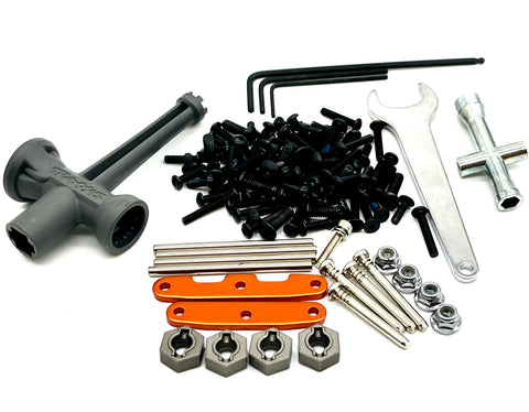 Raptor R Ultimate SCREWS and TOOLS, orange braces, pins, hardware Traxxas 101177-4