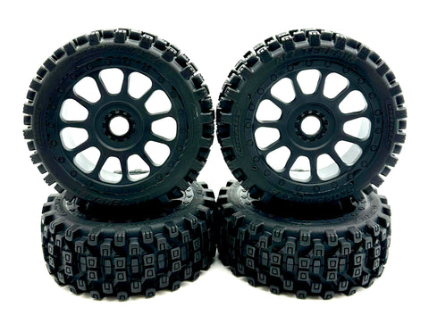 Team Corally SYNCRO-4 - Tires (Scorpion XTB - Off-Road 1/8 Buggy Tires - Glued on Black Rims  C-00287