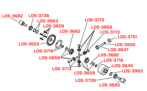 Losi 5IVE-TE 3.0 - Differential (Front) 43t/12t, assembled complete LOS05022