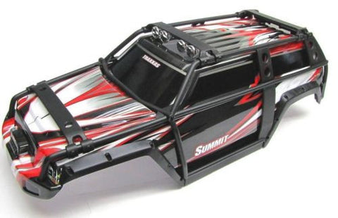 Summit UPDATED BODY (BLACK & RED ExoCage Cover Shell painted  Traxxas 5607