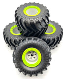 Losi LMT Grave Digger TIRES (Set of 4 Tyres Green Rims Wheels LOS04021T1