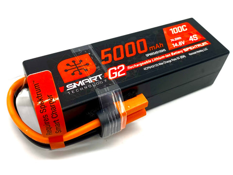 Spektrum 14.8V 5000mAh 4S 100C Smart G2 LiPo Battery IC5 SPMX54S100H5 (No box)