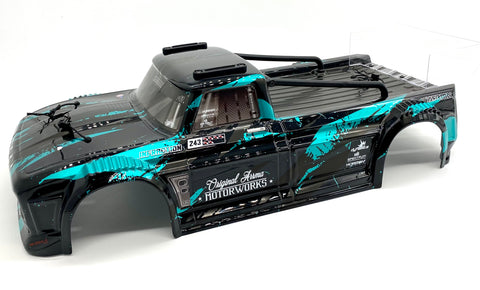 Arrma INFRACTION 4x4 3s BLX - Body Shell (BLACK/TEAL painted decaled trimmed ARA4315V3