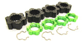 fits XRT Wheel Hubs, (Green) 17mm x-maxx serrated Nuts & Hex Clips 78086-4