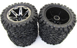 RUSTLER 4x4 TIRES, Wheels assembled (Black Chome Talon Tyres VXL 67076-4