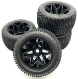 Savage X FLUX V2 TIRES & WHEELS (4) Stealth Black  tyres 17mm hex xl flux HPI 160101