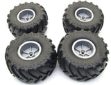 Axial SMT10 Grave Digger TIRES (Set of 4 Tyres Max-D Silver Rims Wheels AXI03019