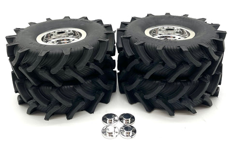 Losi LMT Bog Hog TIRES (Set of 4 Tyres Chrome Rims Wheels) LOS04024 ...