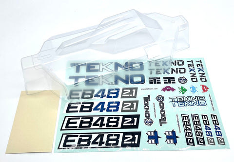 Tekno EB48 CLEAR BODY shell cover w/Window Mask and decals (TKR9045) TKR9003