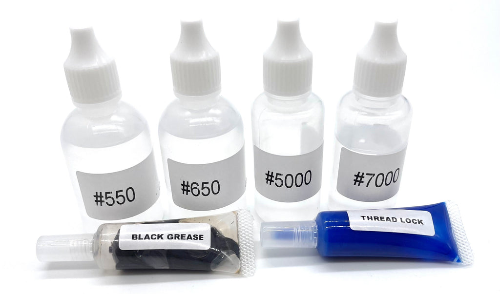Tekno EB48 LUBRICANT SET, Shock oils (4 weights, grease and threadlock